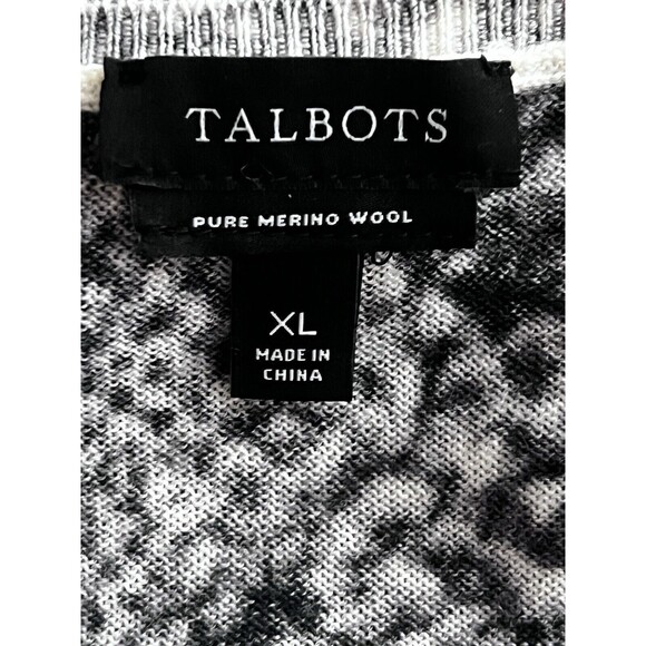 Talbots Sweater Women's XL Gray Python Snake 100% Merino Wool Puff Sleeve Soft - Picture 3 of 8